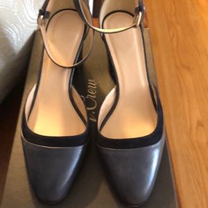 J Crew Elliot Heels Navy , Size 7.5